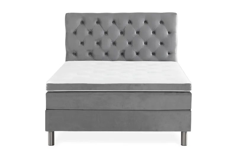 Ella Sängpaket 120x200 cm Djuphäftad Gavel, Ljusgrå/Sammet