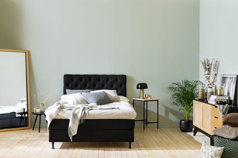 Ella Sängpaket 120x200 cm Djuphäftad Gavel - Svart - Möbler - Sovrum - Sängar - Kontinentalsängar