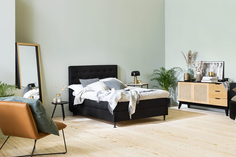 Ella Sängpaket 120x200 cm Knapp Gavel - Svart - Möbler - Sovrum - Sängar - Kontinentalsängar