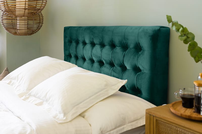 Ella Sängpaket 120x200 cm Rutig Gavel - Mörkgrön/Sammet - Möbler - Sovrum - Sängar - Kontinentalsängar