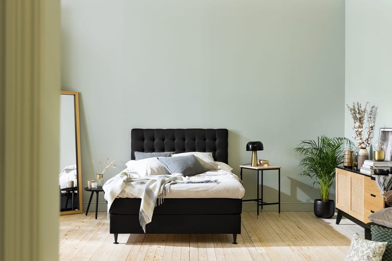 Ella Sängpaket 120x200 cm Rutig Gavel - Svart - Möbler - Sovrum - Sängar - Kontinentalsängar