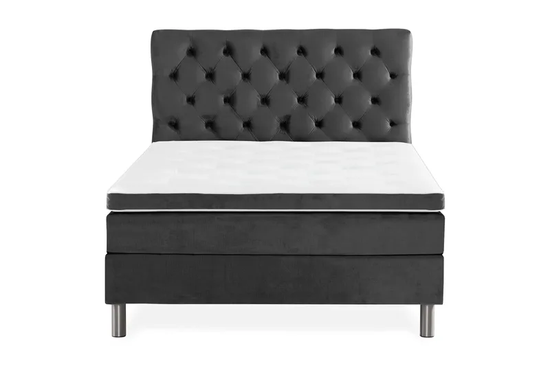 Ella Sängpaket 140x200 cm Djuphäftad Gavel, Mörkgrå/Sammet