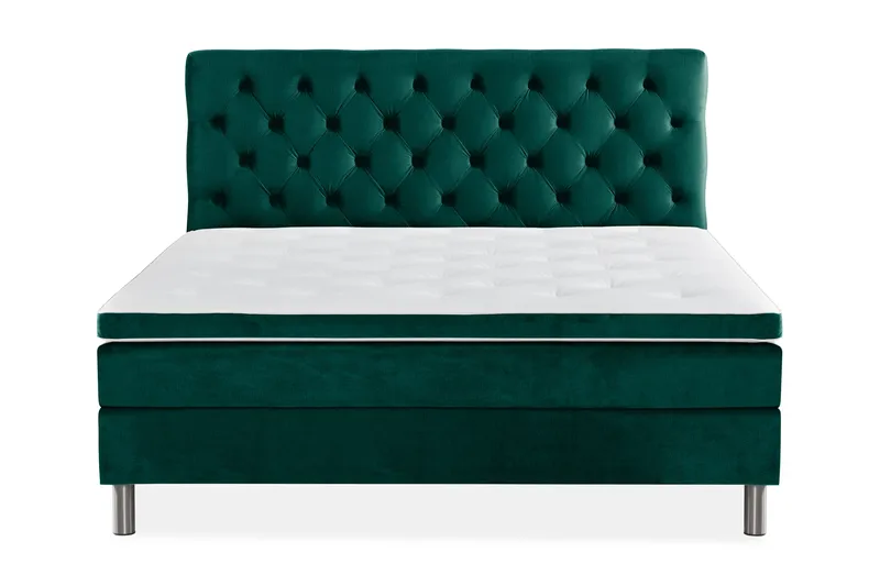 Ella Sängpaket 160x200 cm Djuphäftad Gavel, Mörkgrön/Sammet