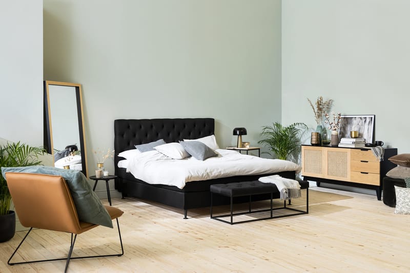 Ella Sängpaket 160x200 cm Djuphäftad Gavel - Svart - Möbler - Sovrum - Sängar - Kontinentalsängar