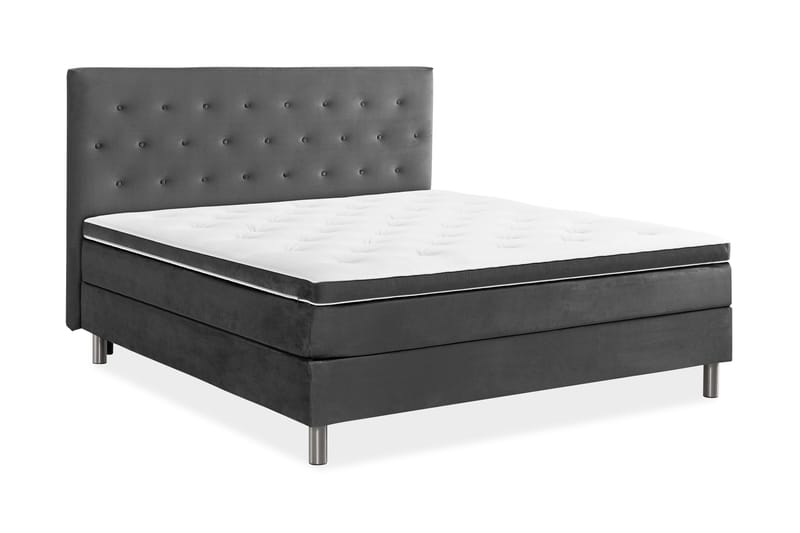 Ella Sängpaket 160x200 cm Knapp Gavel - Mörkgrå/Sammet - Möbler - Sovrum - Sängar - Kontinentalsängar