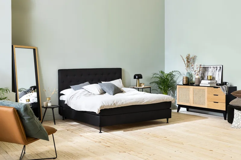 Ella Sängpaket 160x200 cm Knapp Gavel - Svart - Möbler - Sovrum - Sängar - Kontinentalsängar