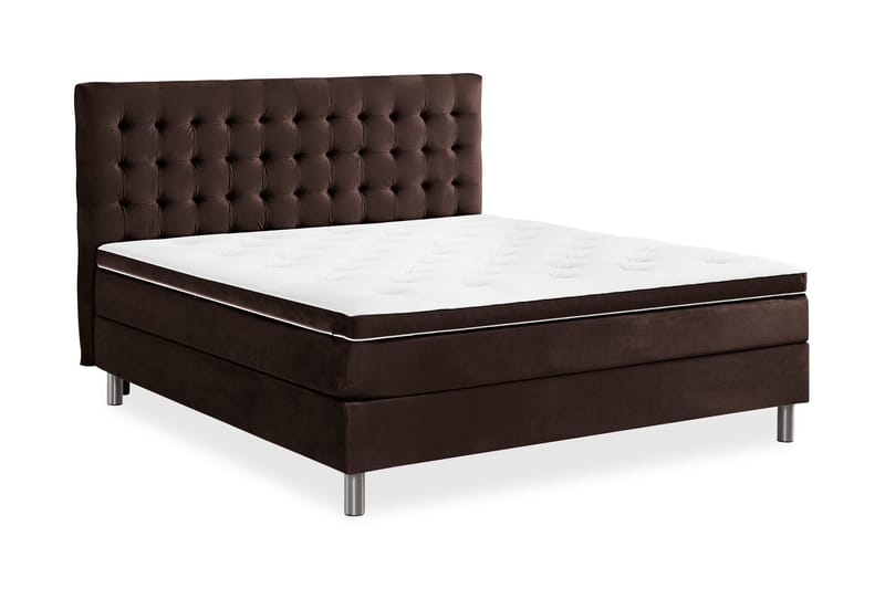 Ella Sängpaket 160x200 cm Rutig Gavel - Brun/Sammet - Möbler - Sovrum - Sängar - Kontinentalsängar