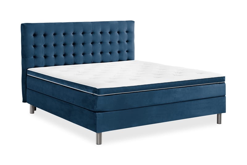 Ella Sängpaket 160x200 cm Rutig Gavel - Mörkblå/Sammet - Möbler - Sovrum - Sängar - Kontinentalsängar