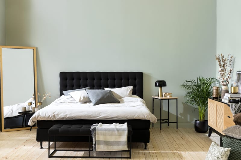 Ella Sängpaket 160x200 cm Rutig Gavel - Svart - Möbler - Sovrum - Sängar - Kontinentalsängar