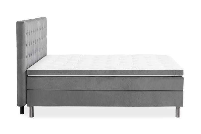 Ella Sängpaket 180x200 cm Rutig Gavel - Ljusgrå/Sammet - Möbler - Sovrum - Sängar - Kontinentalsängar