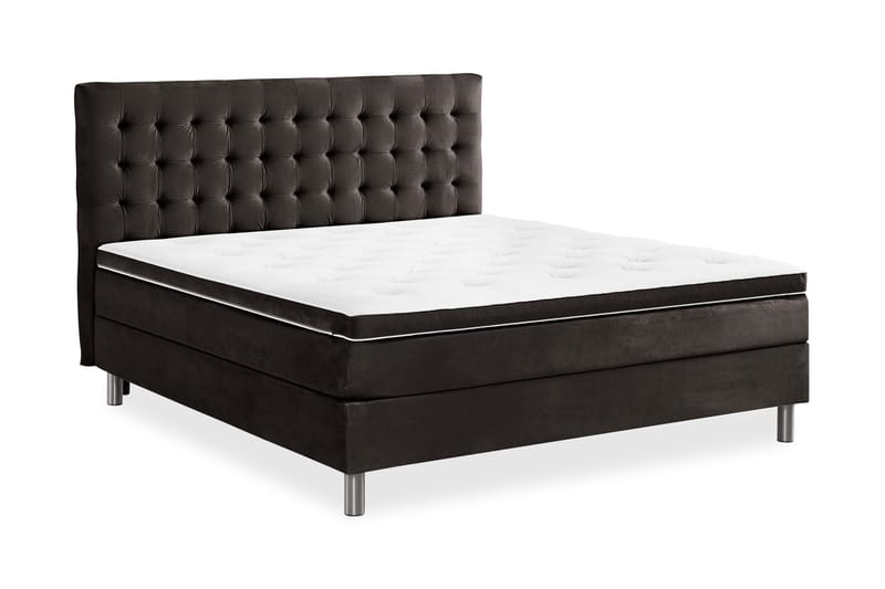 Ella Sängpaket 180x200 cm Rutig Gavel - Mörkgrå/Sammet - Möbler - Sovrum - Sängar - Kontinentalsängar