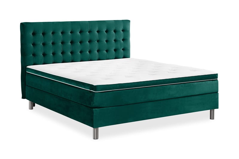 Ella Sängpaket 180x200 cm Rutig Gavel - Mörkgrön/Sammet - Möbler - Sovrum - Sängar - Kontinentalsängar
