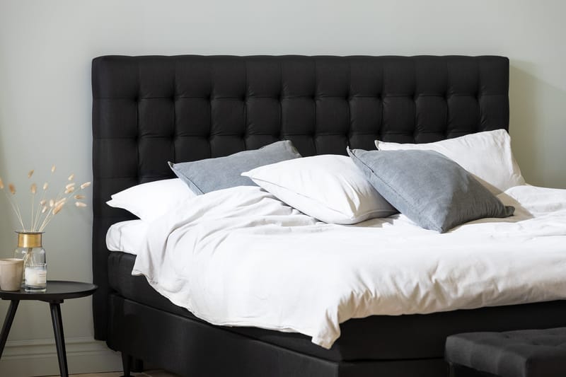 Ella Sängpaket 180x200 cm Rutig Gavel - Svart - Möbler - Sovrum - Sängar - Kontinentalsängar