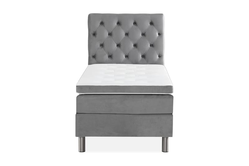 Ella Sängpaket 90x200 cm Djuphäftad Gavel, Ljusgrå/Sammet