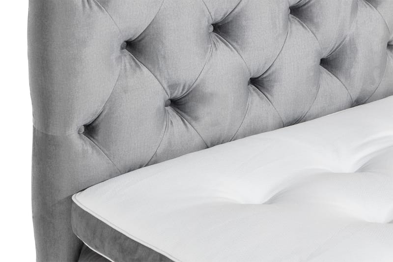 Ella Sängpaket 90x200 cm Djuphäftad Gavel - Ljusgrå/Sammet - Möbler - Sovrum - Sängar - Kontinentalsängar