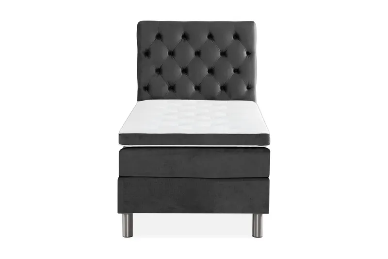 Ella Sängpaket 90x200 cm Djuphäftad Gavel - Mörkgrå/Sammet - Möbler - Sovrum - Sängar - Kontinentalsängar