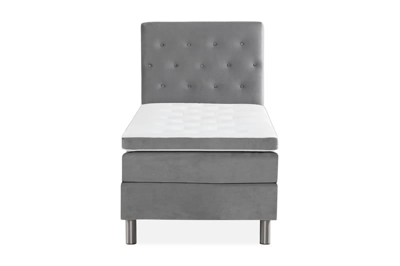 Ella Sängpaket 90x200 cm Knapp Gavel - Ljusgrå/Sammet - Möbler - Sovrum - Sängar - Kontinentalsängar