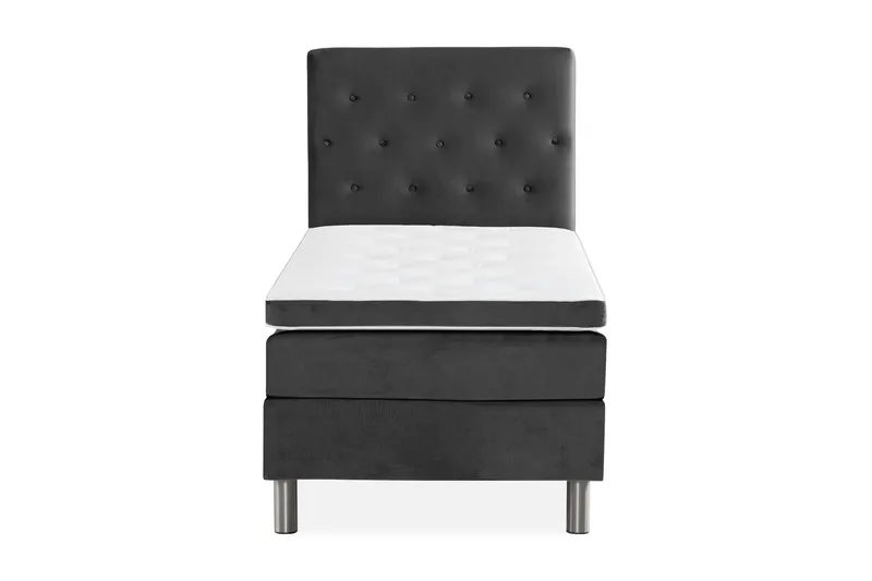 Ella Sängpaket 90x200 cm Knapp Gavel - Mörkgrå/Sammet - Möbler - Sovrum - Sängar - Kontinentalsängar