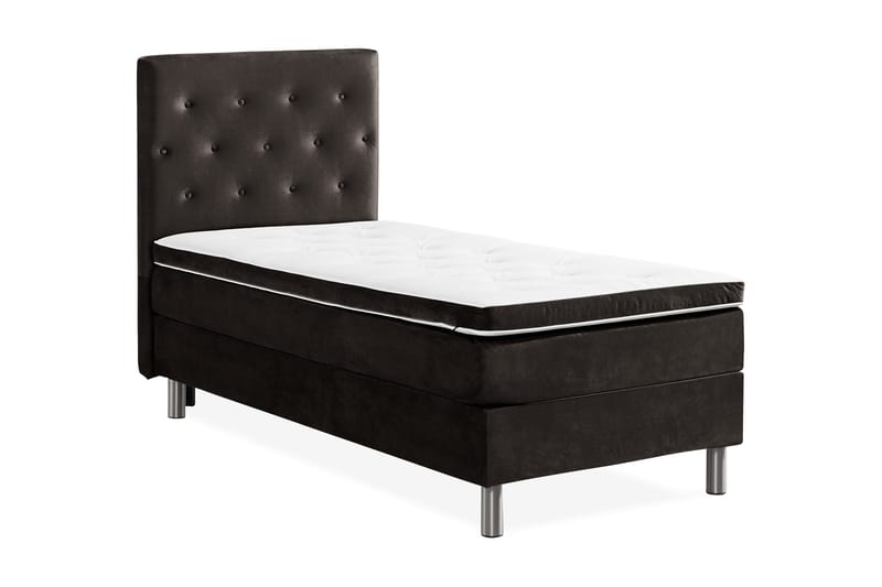 Ella Sängpaket 90x200 cm Knapp Gavel - Mörkgrå/Sammet - Möbler - Sovrum - Sängar - Kontinentalsängar