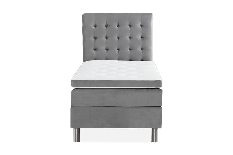 Ella Sängpaket 90x200 cm Rutig Gavel - Ljusgrå/Sammet - Möbler - Sovrum - Sängar - Kontinentalsängar