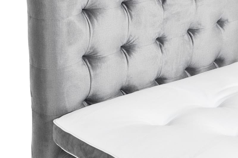 Ella Sängpaket 90x200 cm Rutig Gavel - Ljusgrå/Sammet - Möbler - Sovrum - Sängar - Kontinentalsängar