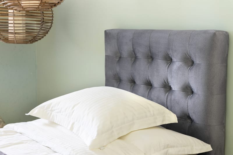 Ella Sängpaket 90x200 cm Rutig Gavel - Ljusgrå/Sammet - Möbler - Sovrum - Sängar - Kontinentalsängar