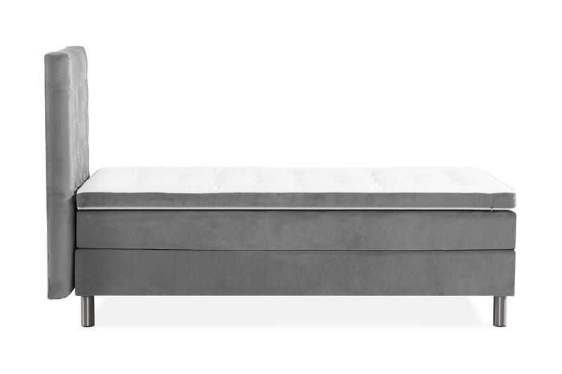Ella Sängpaket 90x200 cm Rutig Gavel - Ljusgrå/Sammet - Möbler - Sovrum - Sängar - Kontinentalsängar