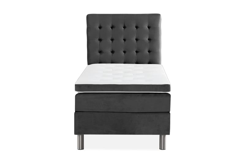 Ella Sängpaket 90x200 cm Rutig Gavel - Mörkgrå/Sammet - Möbler - Sovrum - Sängar - Kontinentalsängar