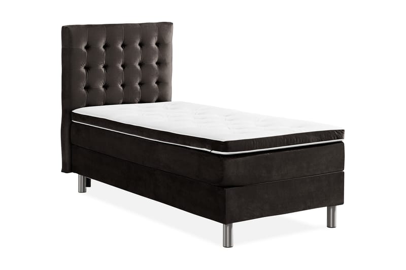 Ella Sängpaket 90x200 cm Rutig Gavel - Mörkgrå/Sammet - Möbler - Sovrum - Sängar - Kontinentalsängar