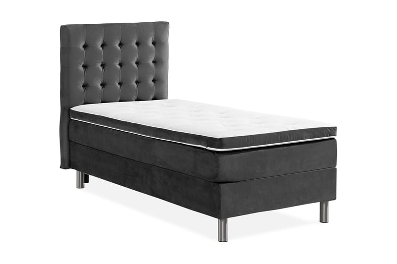 Ella Sängpaket 90x200 cm Rutig Gavel - Mörkgrå/Sammet - Möbler - Sovrum - Sängar - Kontinentalsängar