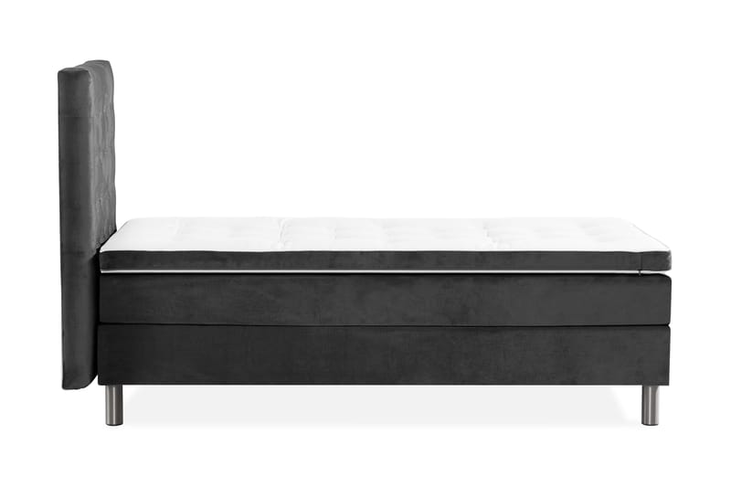 Ella Sängpaket 90x200 cm Rutig Gavel - Mörkgrå/Sammet - Möbler - Sovrum - Sängar - Kontinentalsängar
