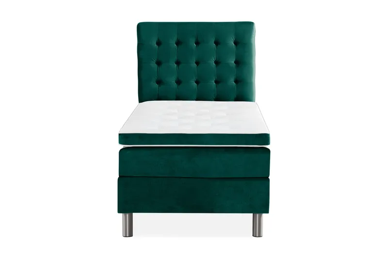 Ella Sängpaket 90x200 cm Rutig Gavel - Mörkgrön/Sammet - Möbler - Sovrum - Sängar - Kontinentalsängar