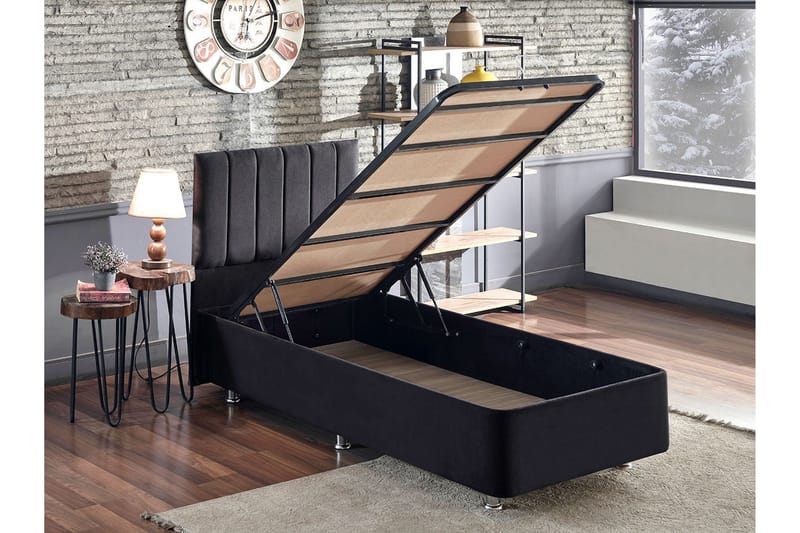 Endulanie Sängram med Sänggavel Singel 100x200 cm - Svart - Möbler - Sovrum - Sängar - Kontinentalsängar