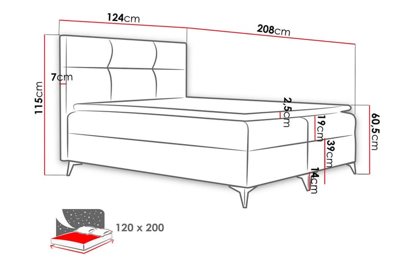 ENSTABERGA Kontinentalsäng 120x200 cm - Grå - Möbler - Sovrum - Sängar - Kontinentalsängar