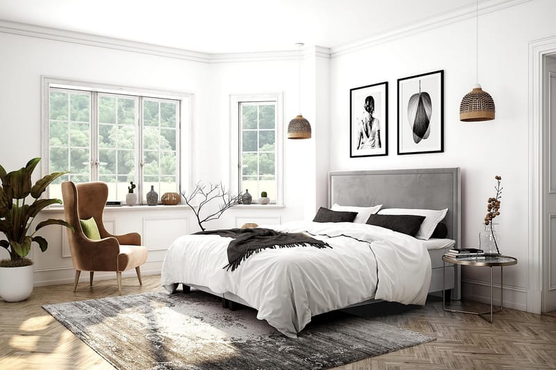 Faylor Lyx Velvet 180x200 cm - Ljusgrå - Möbler - Sovrum - Sängar - Kontinentalsängar