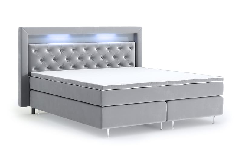 Faylor Lyx Velvet Sängpaket 180x200 - Ljusgrå - Möbler - Sovrum - Sängar - Kontinentalsängar