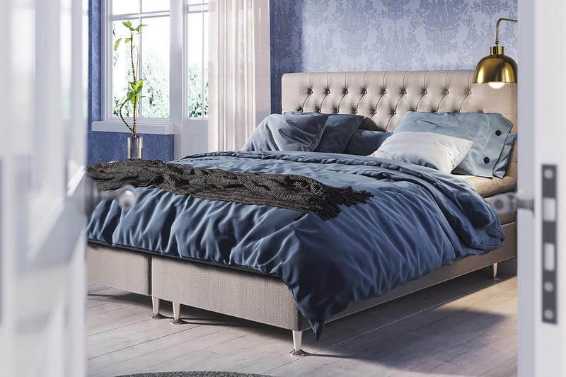 FELICIA Kontinentalsäng 120x200 Ljusgrå - Möbler - Sovrum - Sängar - Komplett Sängpaket