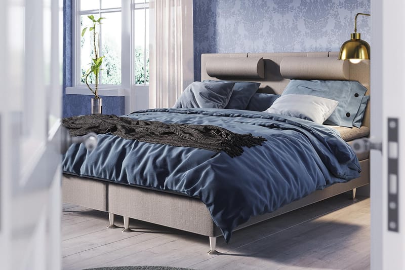 FELICIA Kontinentalsäng 140x200 Ljusgrå - Möbler - Sovrum - Sängar - Komplett Sängpaket