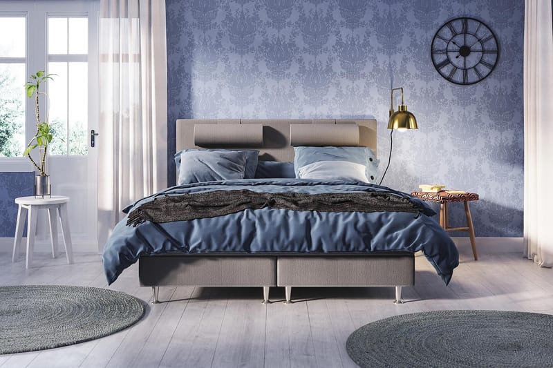 FELICIA Kontinentalsäng 180x200 Ljusgrå - Möbler - Sovrum - Sängar - Komplett Sängpaket