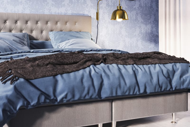 FELICIA Sängpaket 160x200 Ljusgrå - Komplett Sängpaket - Kontinentalsängar