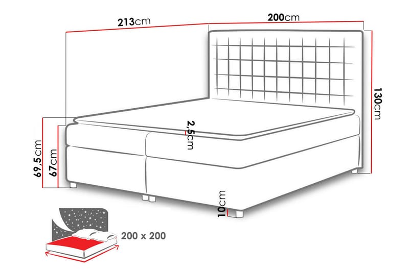 FRASCA Sängpaket 200x200 cm Vit - Vit - Komplett Sängpaket - Kontinentalsängar