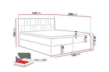 Frusci Kontinentalsäng 160x200 + Bäddmadrass - Möbler - Sovrum - Sängar - Kontinentalsängar