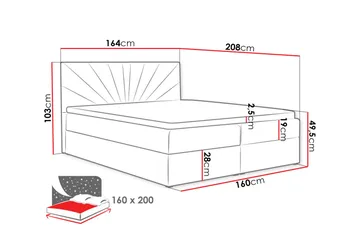 Frusci Kontinentalsäng 160x200 + Bäddmadrass - Möbler - Sovrum - Sängar - Kontinentalsängar