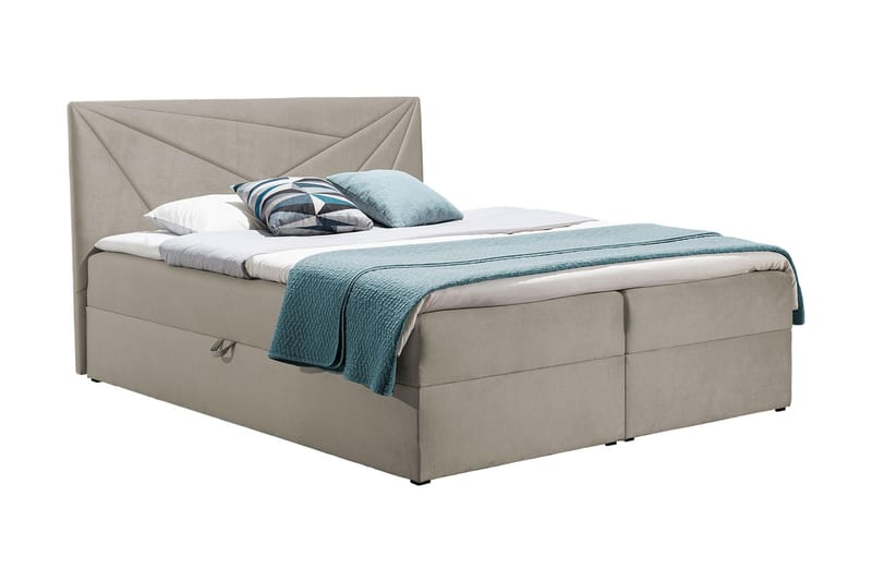 Frusci Sängpaket – Kontinentalsäng 120x200 cm med Sänggavel + Bäddmadrass med Fasthetsgrad Medium, Beige