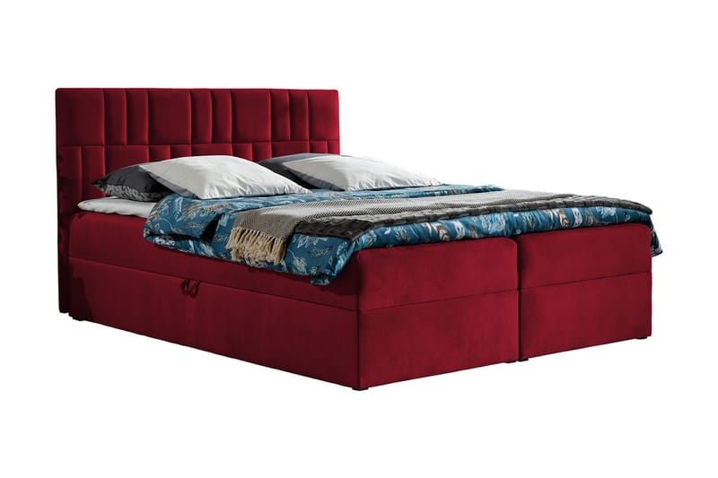 Frusci Sängpaket – Kontinentalsäng 120x200 cm med Sänggavel + Bäddmadrass med Fasthetsgrad Medium, Röd