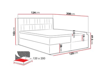 Frusci Sängpaket – Kontinentalsäng 120x200 cm med Sänggavel + Bäddmadrass med Fasthetsgrad Medium - Rosa - Möbler - Sovrum - Sängar - Kontinentalsängar