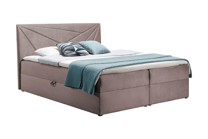 Frusci Sängpaket – Kontinentalsäng 120x200 cm med Sänggavel + Bäddmadrass med Fasthetsgrad Medium, Taupe