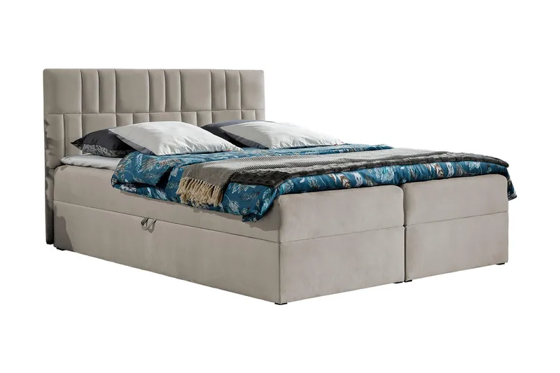 Frusci Sängpaket – Kontinentalsäng 140x200 cm med Sänggavel + Bäddmadrass med Fasthetsgrad Medium, Beige