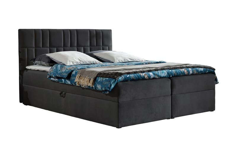 Frusci Sängpaket – Kontinentalsäng 140x200 cm med Sänggavel + Bäddmadrass med Fasthetsgrad Medium, Grå