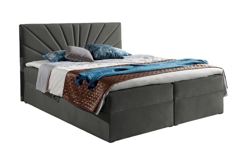 Frusci Sängpaket – Kontinentalsäng 140x200 cm med Sänggavel + Bäddmadrass med Fasthetsgrad Medium - Grå - Möbler - Sovrum - Sängar - Kontinentalsängar